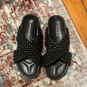 Charles David Defend Woven Leather Platform Slides